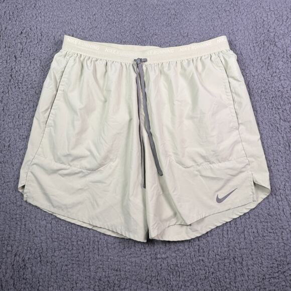 Nike Running Shorts Dri-Fit Stride 7" Mens Large Olive Green Brief Lined - Picture 1 of 12